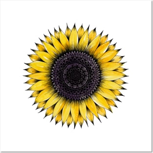 Sunflower Mandala | Watercolor and Ink Posters and Art